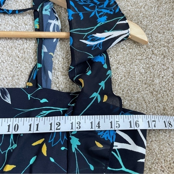 Parker Jess Floral Print Peplum Top Navy Blue Ruffle Sleeveless Women’s Small S - Picture 8 of 11